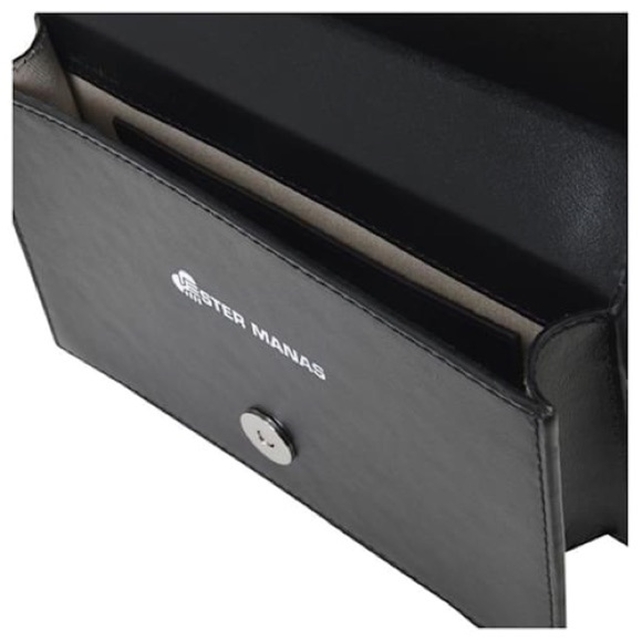 Ester Manas Black Leather Heart Holding Hands Crossbody Purse - Picture 3 of 11